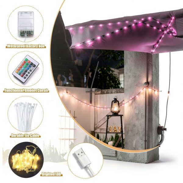 Frienda Umbrella String Lights Waterproof Remote Control-4