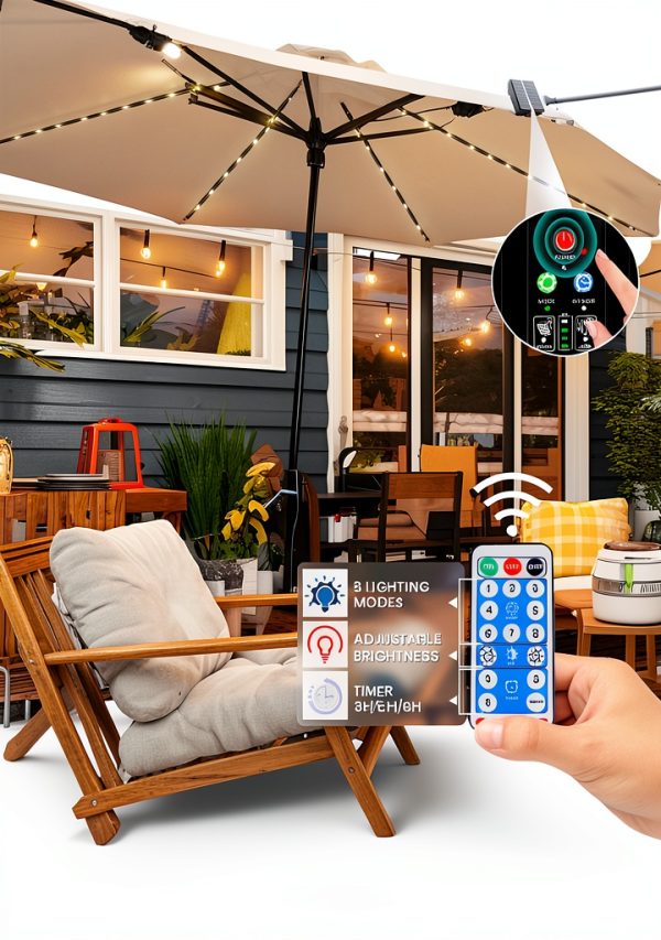 Lusta LED Solar Umbrella Lights Outdoor Patio Remote Control-2