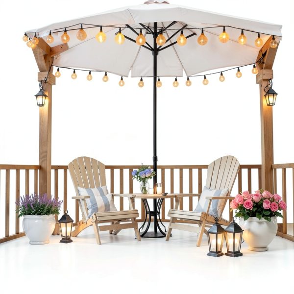 POOCCI LED Umbrella String Lights Remote Control Waterproof-3