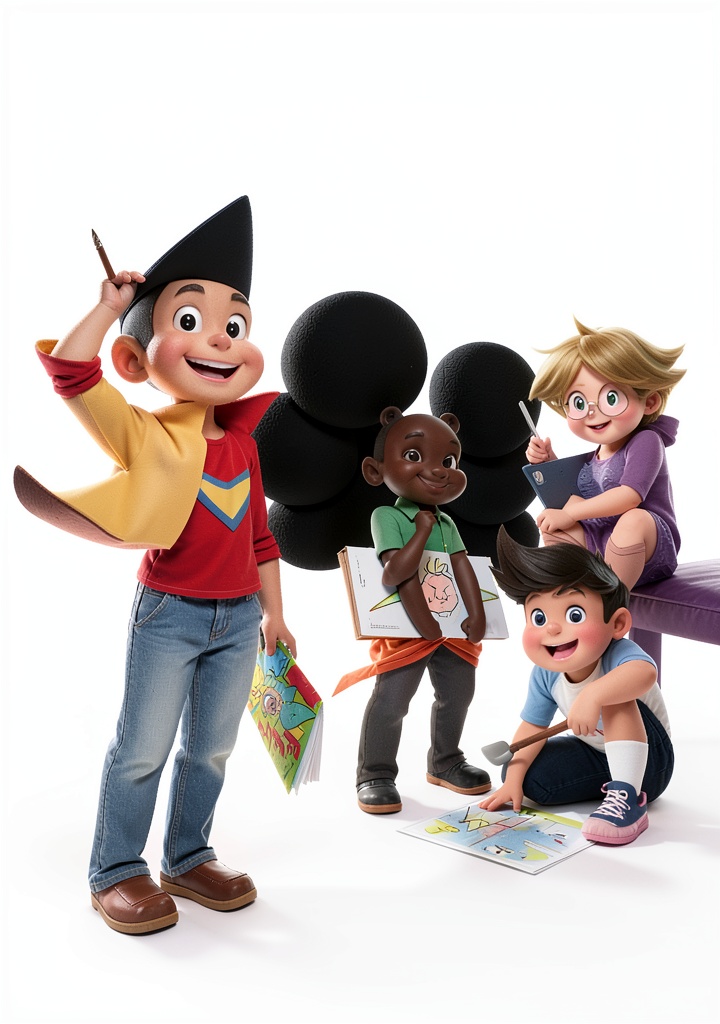 Children reading the art book on a tablet