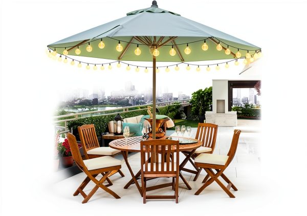 POOCCI LED Umbrella String Lights Remote Control Waterproof-5
