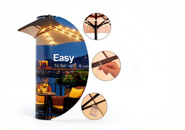 HOLITS Patio Umbrella Lights Waterproof Remote Control-5