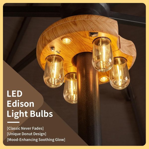 OPOIRA Wood Grain Patio Umbrella Light Remote Control Type-C-5