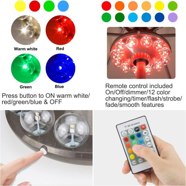 LUXSWAY Umbrella Light Remote Control 12 Colors Timer-2