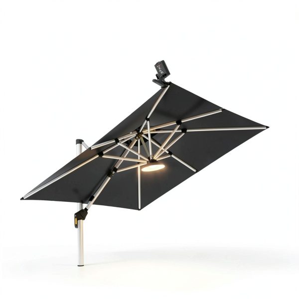 Hot6sl Solar Umbrella Light Black Plastic LED Outdoor-3