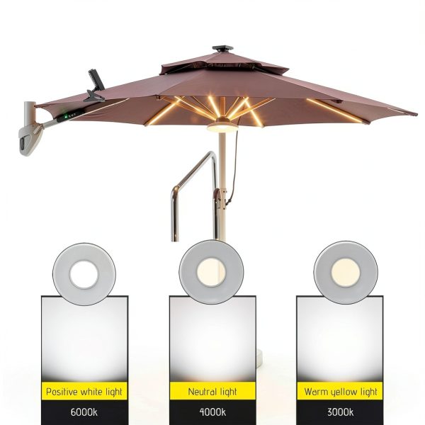 Hot6sl Solar Umbrella Light Black Plastic LED Outdoor-2
