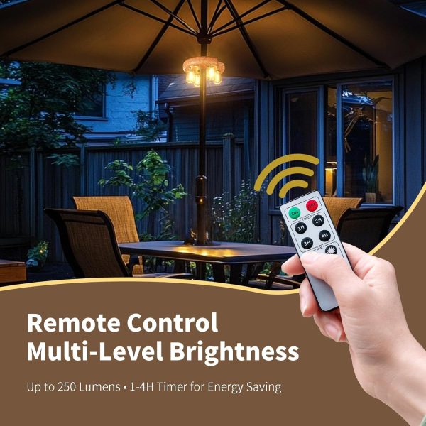 OPOIRA Wood Grain Patio Umbrella Light Remote Control Type-C-3