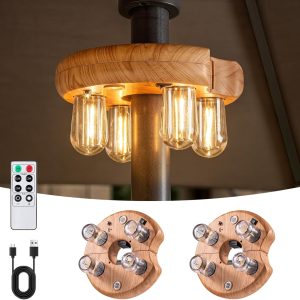 OPOIRA Wood Grain Patio Umbrella Light Remote Control Type-C-0