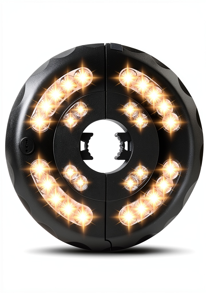 OYOCO LED umbrella light mounted on an umbrella during a camping trip