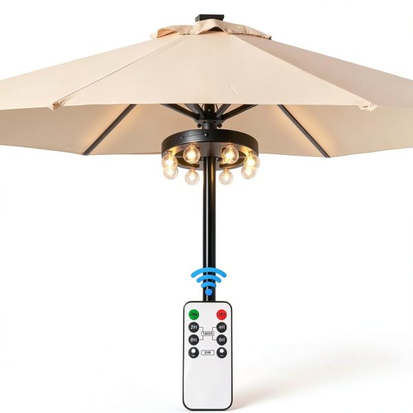Qisheng Rechargeable LED Umbrella Lights 8 Bulb Outdoor-3