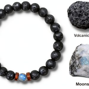 Volcanic Rock Moonstone Bracelet for Boys Handmade-1