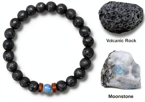 Volcanic Rock Moonstone Bracelet for Boys Handmade-1