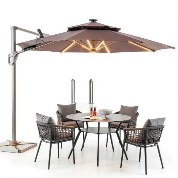 Hot6sl Solar Umbrella Light Black Plastic LED Outdoor-5