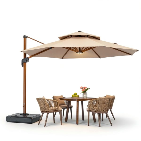 Powfloven Patio Umbrella Light Rechargeable Dimmable 13-5