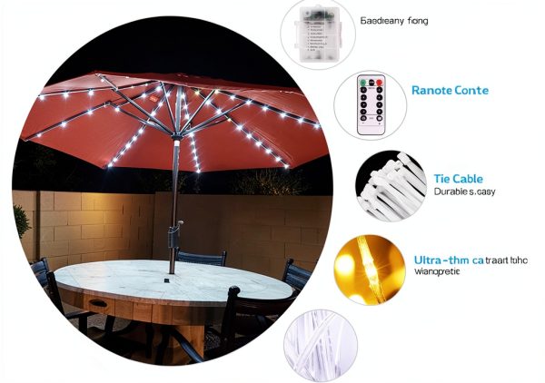 iYeHo LED Umbrella Lights Waterproof Remote Control Outdoor-4