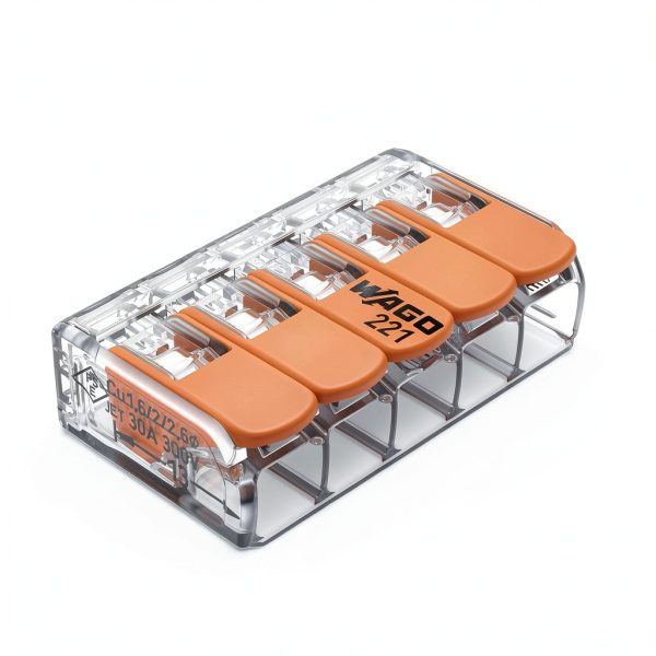 WAGO Lever Nuts Splicing Connector 5 Conductor 20-10 AWG Box 15pcs-0