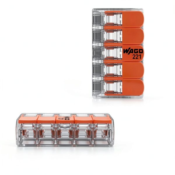 WAGO Lever Nuts Splicing Connector 5 Conductor 20-10 AWG Box 15pcs-2